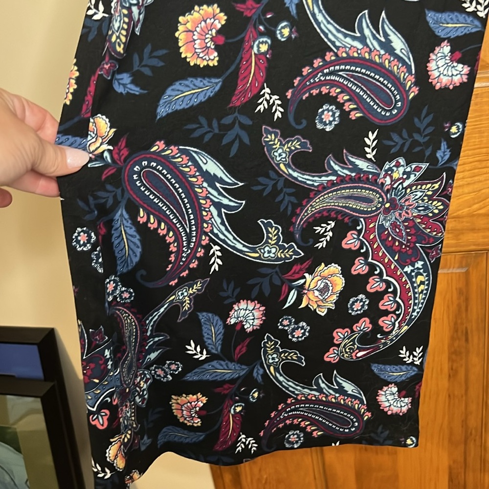 Women’s French Laundry Size Large Black Print Polyester Spandex Pants w/ Pockets - Picture 3 of 8